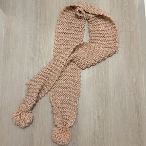 🩶 Express Cable Knit Dusty Pink Scarf with Pom Poms 🩶